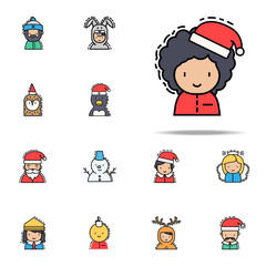 Girl christmas colored icon. Christmas avatars icons universal set for web and mobile