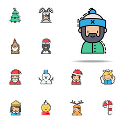 Fototapeta premium Man christmas colored icon. Christmas avatars icons universal set for web and mobile