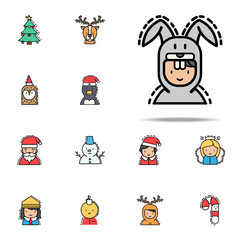 Man rabbit christmas colored icon. Christmas avatars icons universal set for web and mobile