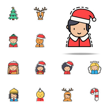 young Santa claus colored icon. Christmas avatars icons universal set for web and mobile