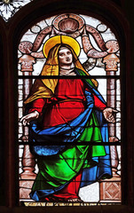 Fototapeta premium Saint Anne, stained glass window in Saint-Eustache church in Paris, France