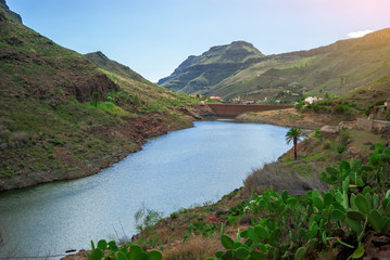 Small lake in a mountain valley on the Canary Islands