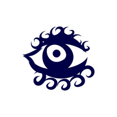 Illustration of Human Eye Icon on White Background. Sketch for Tattoo, Hipster T-shirt Design, Vintage style posters. Coloring Book for Adults
