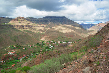 Fototapeta na wymiar Small village in mountain valley on the Canary Islands