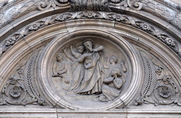Architectural fragments of Louvre building. Louvre Museum is one of the largest and most visited museums worldwide and one of major landmark in Paris