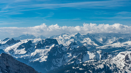 Fototapeta na wymiar Switzerland, panoramic view from Santis mountain on Alps around 