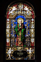 Saint Dionysius the Areopagite, stained glass windows in the Saint Roch Church, Paris, France