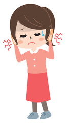 Otitis media deafness young woman