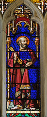 Fototapeta na wymiar Saint Peter, stained glass window from Saint Germain-l'Auxerrois church in Paris, France
