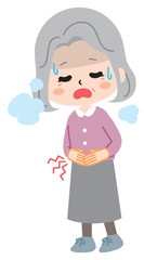 Old woman with stomachache