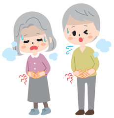 Elderly man with a stomachache