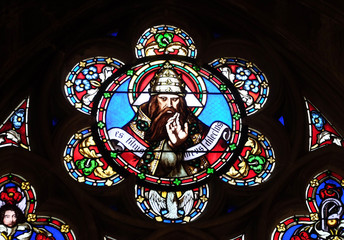 God the Father, stained glass window from Saint Germain-l'Auxerrois church in Paris, France 