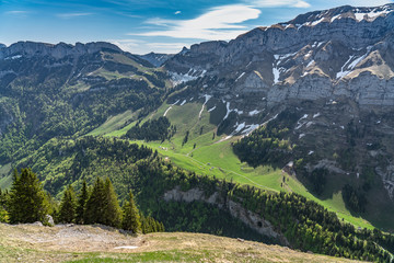 Switzerland, panoramic view from EbenAlp on Appenzell valley