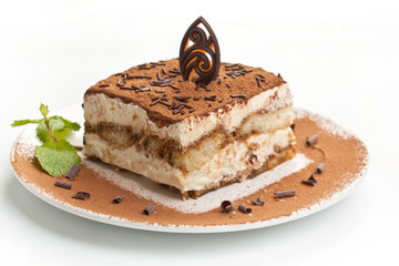 Portion of italian dessert tiramissu