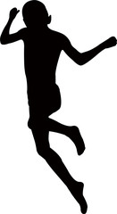 boy jumping and playing, silhouette vector