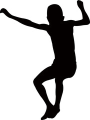 Fototapeta na wymiar boy jumping and playing, silhouette vector