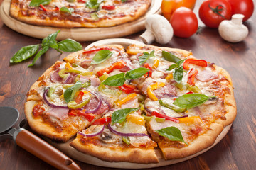 sliced tasty pizza