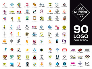 Logo collection. Number concepts. Isolated vector icons. Set of symbol and sign for company logo designing