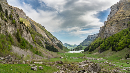 Switzerland, wonderful view on Sealpsee and Alps around