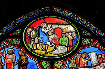 The entry of Jesus into Jerusalem, stained glass window from Saint Germain-l'Auxerrois church in...