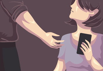 Girl Domestic Abuse Economic Illustration