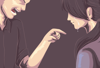 Girl Domestic Abuse Verbal Illustration