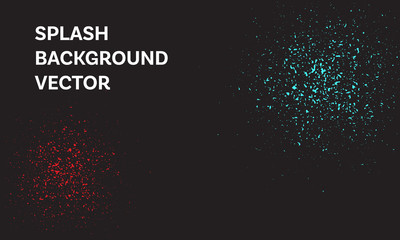 Blue and red colour splash on black background vector, abstract crumb illustration, particle tumble down