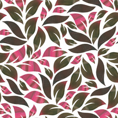 Seamless pattern of leaves on white background. Design for wallpaper, fabrics, posters