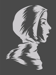 Girl Muslim Hijab Stencil Illustration