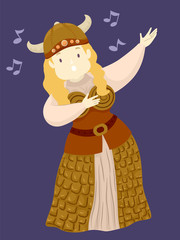 Girl Viking Girl Opera Singer Illustration