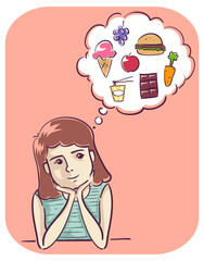 Girl Food Cravings Illustration