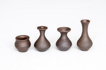 clay pots on a white background