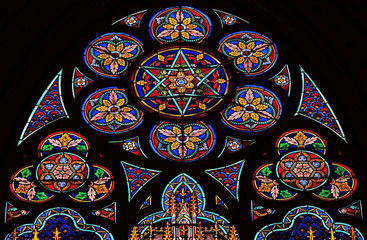 Stained glass windows in the Saint Eugene - Saint Cecilia Church, Paris, France 