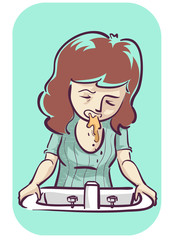 Girl Morning Sickness Vomit Illustration