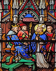 Scenes from the life of Saint Eugene, stained glass windows in the Saint Eugene - Saint Cecilia...