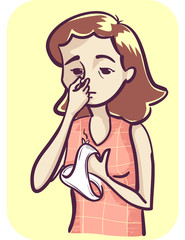 Girl Smelly Vaginal Discharge Illustration