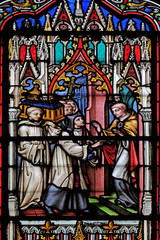 Scenes from the life of Saint Eugene, stained glass windows in the Saint Eugene - Saint Cecilia Church, Paris, France