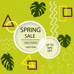 Creative Spring Sale headers or banners with discount offer. Art posters. Design for seasonal clearance. It can be used in advertising, web design, graphic design