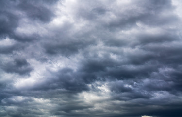 Naklejka na ściany i meble background of dark clouds before raining and storm