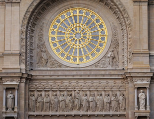 Facade of Saint Augustine church in Paris, France