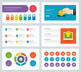 Business presentation templates flat design vector infographic icons and elements.