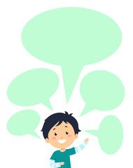 Kid Boy Speech Bubbles Blank Wave Illustration