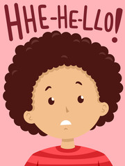 Kid Boy Stutter Hello Illustration
