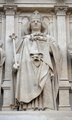 Saints Louis, statue on the facade of Saint Augustine church in Paris, France 