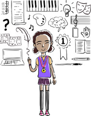 Kid Girl Sketch Humanities Focus Illustration
