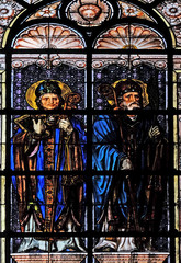 Saint Irenaeus and Saint Pothinus, stained glass window in the Saint Augustine church in Paris,...