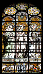Saint Clotilde, stained glass window in the Saint Augustine church in Paris, France