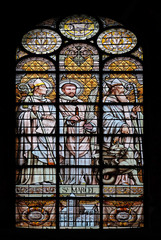Saint Marcel, stained glass window in the Saint Augustine church in Paris, France
