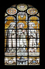 Saint Genevieve, stained glass window in the Saint Augustine church in Paris, France