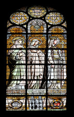 Saint Clotilde, stained glass window in the Saint Augustine church in Paris, France
